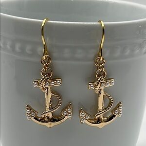 2358- Handmade Gold Plated Anchor Earrings NWT